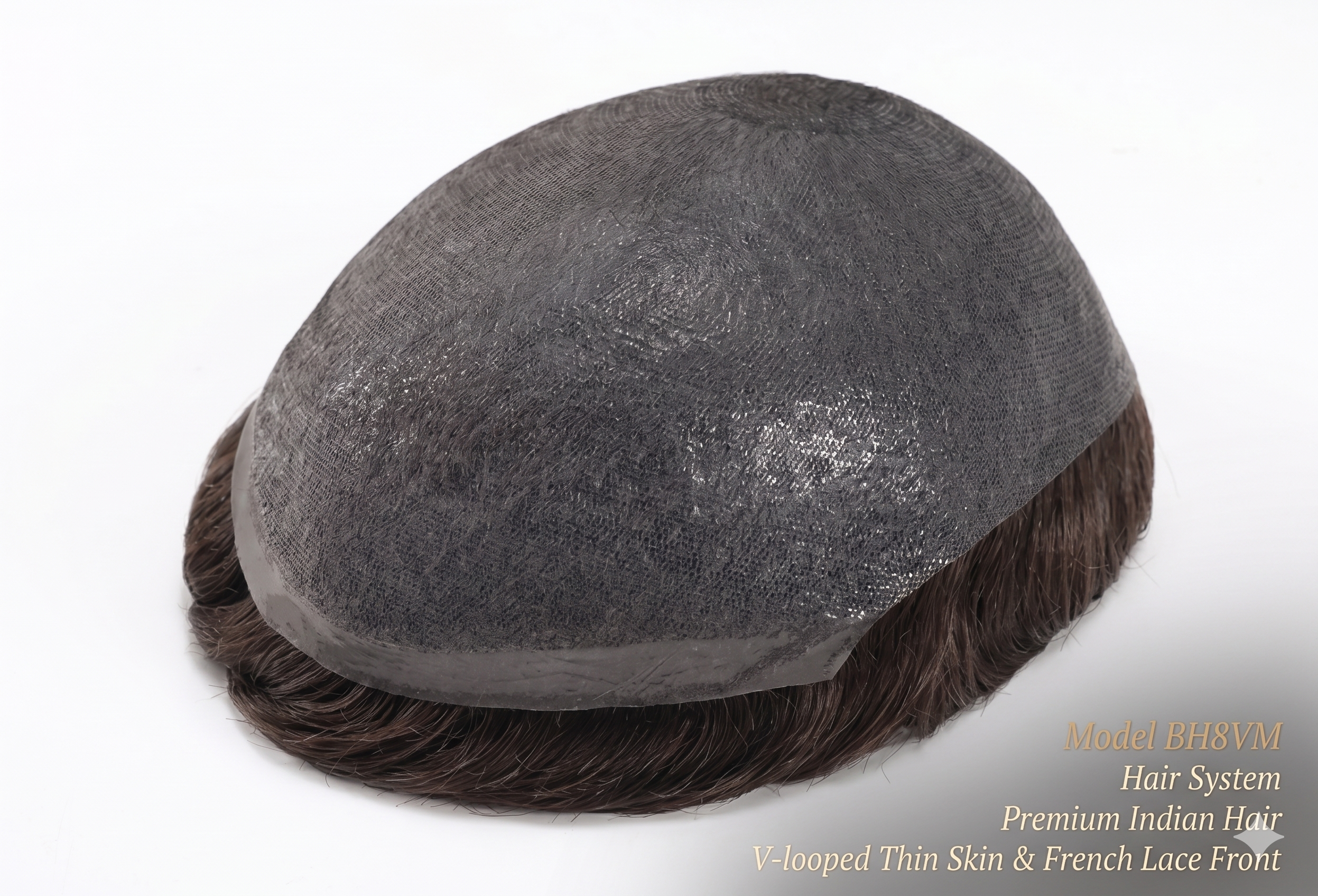 BH8VM - Premium Natural-Looking Indian Hair- V-looped Thin Skin Base with French Lace Front
